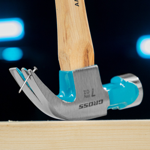 Молоток-гвоздодер, 200 г, угол 45, магнит, обрезиненная рукоятка American hickory GROSS по ценам производителя в Челябинске с доставкой по всей России