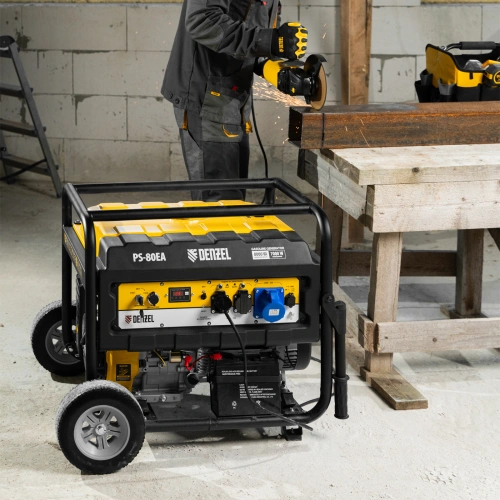 Генератор бензиновый PS 80 EA, 8.0 кВт, 230 В, 25 л, коннектор автоматики, электростартер Denzel по ценам производителя в Челябинске с доставкой по всей России