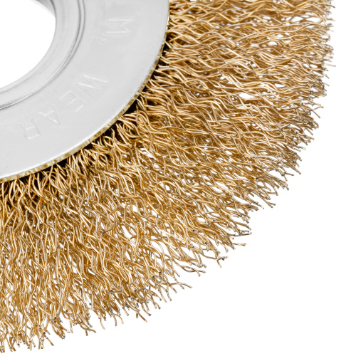Щетка для УШМ, 100 мм, посадка 22.2 мм, плоская, латунированная витая проволока Matrix по ценам производителя в Челябинске с доставкой по всей России