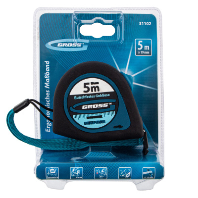 Рулетка "Ergonomisch",5 м x 19 мм,магнитный обрезиненный зацеп Gross по ценам производителя в Челябинске с доставкой по всей России