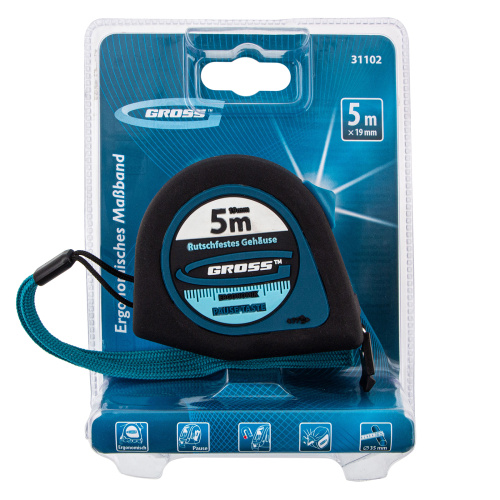 Рулетка "Ergonomisch",5 м x 19 мм,магнитный обрезиненный зацеп Gross по ценам производителя в Челябинске с доставкой по всей России