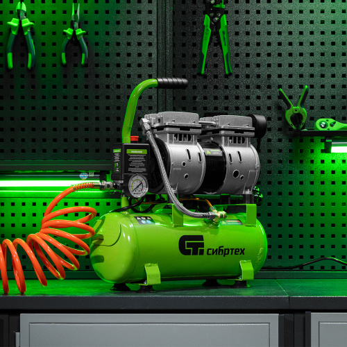 Компрессор безмаслянный малошумный МБ 750/10,750 Вт, 10 л, 150 л/мин Сибртех по ценам производителя в Челябинске с доставкой по всей России