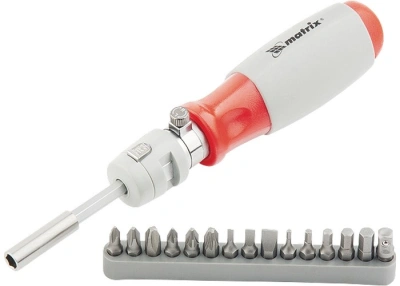 Отвертка реверсивная, телескопическая, силовой элемент под ключ, набор бит, CrV, 15 шт Matrix по ценам производителя в Челябинске с доставкой по всей России