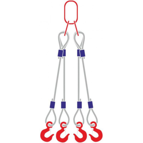 Строп канатный 4СК, с 4 крюками 1Т x 3М по ценам производителя в Челябинске с доставкой по всей России