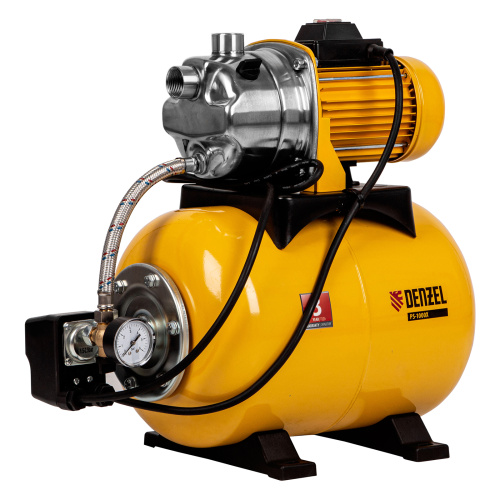 Насосная станция PS1000Х, 1000 Вт, 3500 л/ч, ресивер 24 л, подъем 44 м, нержавейка Denzel по ценам производителя в Челябинске с доставкой по всей России