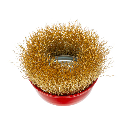 Щетка для УШМ, 65 мм, М14, "чашка", латунированная витая проволока Matrix по ценам производителя в Челябинске с доставкой по всей России