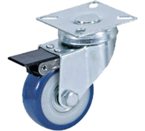 Колесо аппаратное поворотное SCvb 92 75 мм с тормозом (синяя резина) по ценам производителя в Челябинске с доставкой по всей России