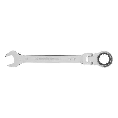 Ключ комбинированный трещоточный, 17 мм, CrV, шарнирный, зеркальный хром Matrix Professional по ценам производителя в Челябинске с доставкой по всей России