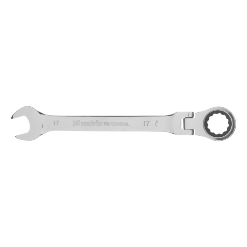 Ключ комбинированный трещоточный, 17 мм, CrV, шарнирный, зеркальный хром Matrix Professional по ценам производителя в Челябинске с доставкой по всей России