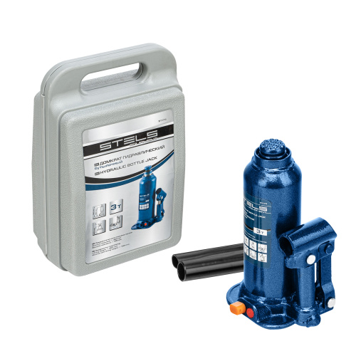 Домкрат гидравлический бутылочный, 3 т, h подъема 188-363 мм, в пластиковом кейсе Stels по ценам производителя в Челябинске с доставкой по всей России