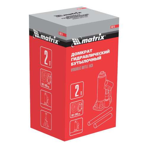 Домкрат гидравлический бутылочный, 2 т, высота подъема 181-345 мм Matrix по ценам производителя в Челябинске с доставкой по всей России