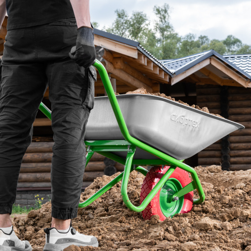 Тачка садово-строительная с PU колесом, грузоподъемность 180 кг, объем 90 л Сибртех по ценам производителя в Челябинске с доставкой по всей России