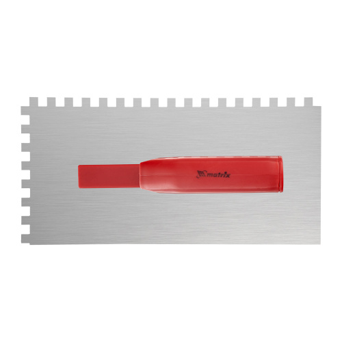 Гладилка стальная, 280 x 130 мм, зеркальная полировка, пластмастмассовая ручка, зуб 8 x 8 мм Matrix по ценам производителя в Челябинске с доставкой по всей России