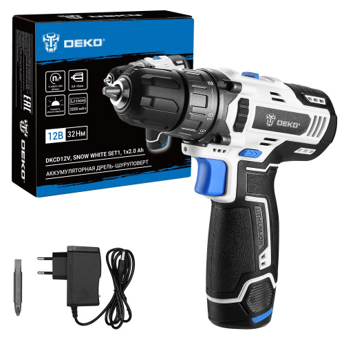 Аккумуляторная дрель-шуруповерт DEKO DKCD12V SNOW WHITE SET1, 1х2.0 Ач по ценам производителя в Челябинске с доставкой по всей России