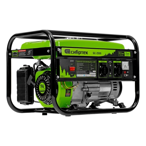 Генератор бензиновый БС-2500, 2.2 кВт, 230В, четырехтактный, 15 л, ручной стартер Сибртех по ценам производителя в Челябинске с доставкой по всей России