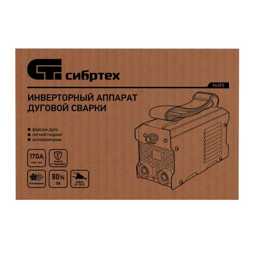 Инверторный аппарат дуговой сварки ИДС-170K, 170 А, ПВ 80%, диаметр электрода 1,6-3,2 мм Сибртех по ценам производителя в Челябинске с доставкой по всей России