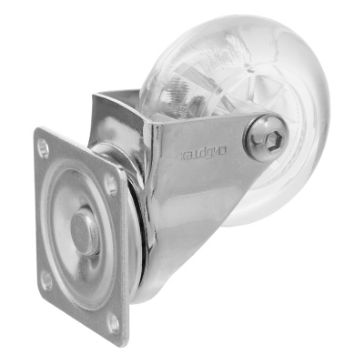 Колесо ПУ прозрачное поворотное d-50 мм, крепление платформенное Сибртех по ценам производителя в Челябинске с доставкой по всей России