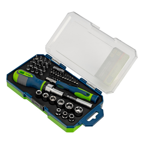 Отвертки реверсивные с набором бит и торцевыми головками, 41 шт, CrV Сибртех по ценам производителя в Челябинске с доставкой по всей России