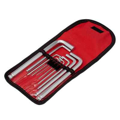 Набор ключей имбусовых HEX, 1.5-12 мм, CrV, 10 шт, удлиненных, шарообразный наконечник, с сатинированным покрытием, чехол Matrix по ценам производителя в Челябинске с доставкой по всей России