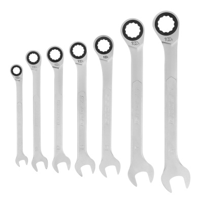 Набор ключей комбинированных трещоточных, количество зубьев 100, СRV, 7 шт, 8-19 мм Gross по ценам производителя в Челябинске с доставкой по всей России