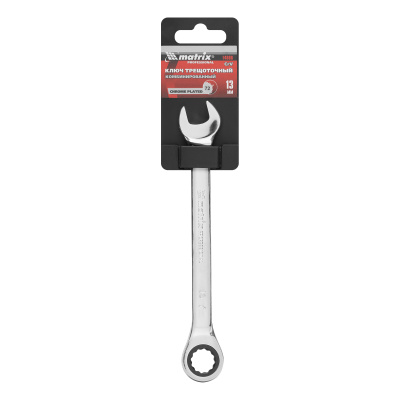 Ключ комбинированный трещоточный, 13 мм, CrV, зеркальный хром Matrix Professional по ценам производителя в Челябинске с доставкой по всей России