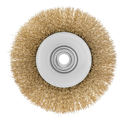 Щетка для УШМ, 115 мм, М14, "тарелка", латунированная витая проволока Matrix по ценам производителя в Челябинске с доставкой по всей России