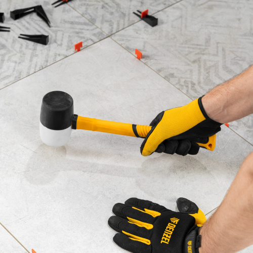 Киянка резиновая, 450 г, черно-белая, фибергласовая рукоятка c TPR покрытием Denzel по ценам производителя в Челябинске с доставкой по всей России