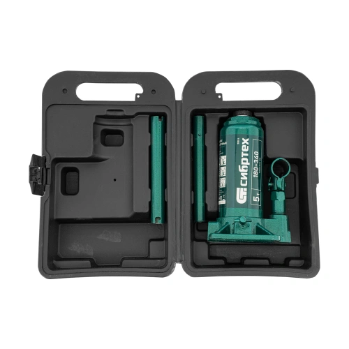 Домкрат гидравлический бутылочный, 5 т, 180-340 мм, в пласт. кейсе Сибртех по ценам производителя в Челябинске с доставкой по всей России