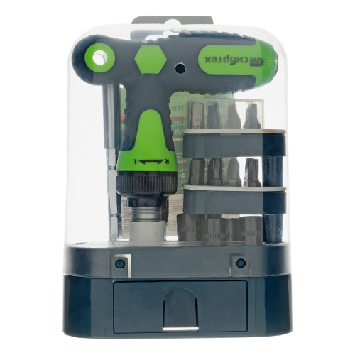 Отвертка Т-образная реверсивная с набором бит, торцевых головок, 33 предмета, CrV Сибртех по ценам производителя в Челябинске с доставкой по всей России