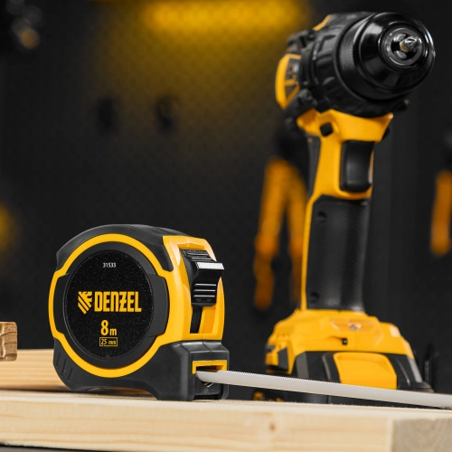 Рулетка 8м х 25мм, двухкомп. корпус, магнитный обрезиненный зацеп Denzel по ценам производителя в Челябинске с доставкой по всей России