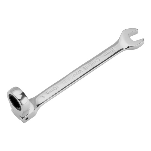 Ключ комбинированный трещоточный, 10 мм, CrV, шарнирный, зеркальный хром Matrix Professional по ценам производителя в Челябинске с доставкой по всей России