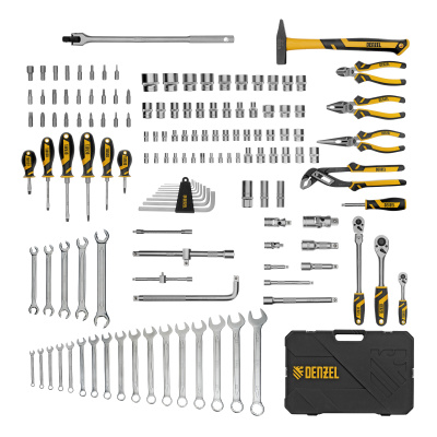 Набор инструментов, 1/2", 1/4", 3/8", CrV, S2, пластиковый кейс, 144 предмета Denzel по ценам производителя в Челябинске с доставкой по всей России