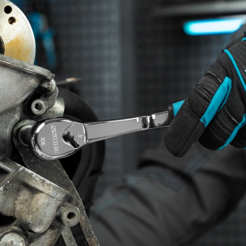 Ключ-трещотка 3/8", CrV, 90 зубьев, усиленный, хром Gross по ценам производителя в Челябинске с доставкой по всей России