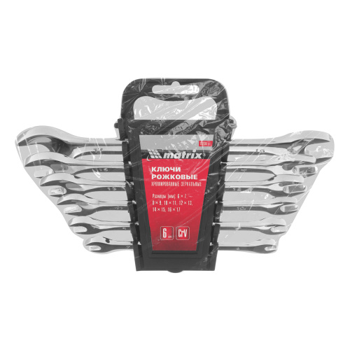 Набор ключей рожковых 6 шт, 6-17 мм, CrV, Elliptical, зеркальное хромирование Matrix по ценам производителя в Челябинске с доставкой по всей России