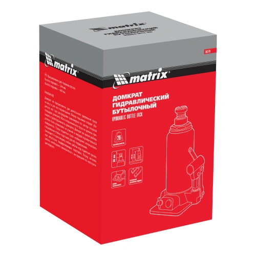 Домкрат гидравлический бутылочный, 20 т, h подъема 244-449 мм Matrix по ценам производителя в Челябинске с доставкой по всей России