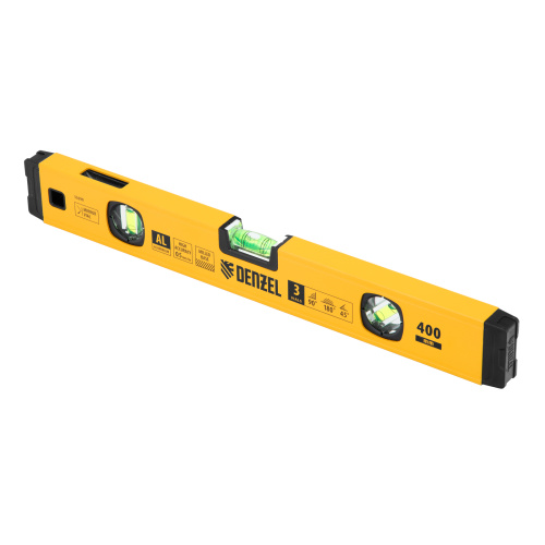 Уровень алюминиевый, магнит., фрезерованный, 3 глазка (1 зеркал.) 0,5 мм/м, 400 мм Denzel по ценам производителя в Челябинске с доставкой по всей России