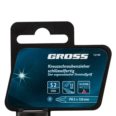 Отвертка PH3 x 150 мм, S2, трехкомпонентная ручка Gross по ценам производителя в Челябинске с доставкой по всей России