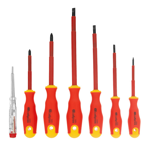 Набор отверток диэлектрических до 1000 В, 7 шт, тестер, CrV, двухкомпонентные рукоятки Сибртех по ценам производителя в Челябинске с доставкой по всей России
