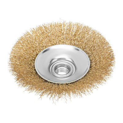 Щетка для УШМ, 115 мм, М14, "тарелка", латунированная витая проволока Matrix по ценам производителя в Челябинске с доставкой по всей России