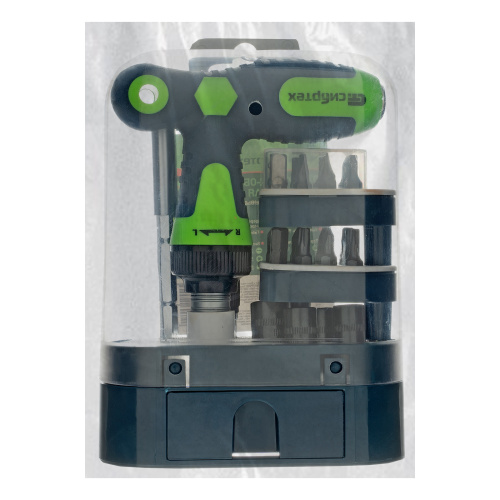 Отвертка Т-образная реверсивная с набором бит, торцевых головок, 33 предмета, CrV Сибртех по ценам производителя в Челябинске с доставкой по всей России