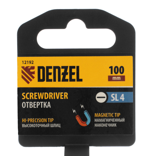 Отвертка SL4х100 мм, CrV, трехкомпонентная рукоятка Denzel по ценам производителя в Челябинске с доставкой по всей России