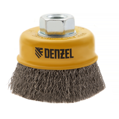 Щетка для УШМ, 75 мм, "Чашка", витая нержавеющая проволока 0.3 мм, М14 Denzel по ценам производителя в Челябинске с доставкой по всей России