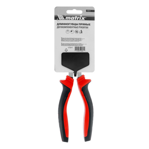 Длинногубцы прямые, 200 мм, хром-ванадий, двухкомпонентные рукоятки Matrix по ценам производителя в Челябинске с доставкой по всей России