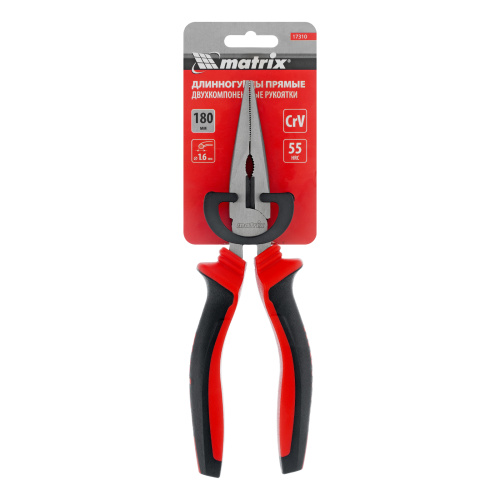 Длинногубцы прямые, 180 мм, хром-ванадий, двухкомпонентные рукоятки Matrix по ценам производителя в Челябинске с доставкой по всей России