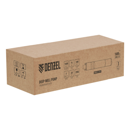 Скважинный насос DWS-3-75, винтовой, диаметр 3", 500 Вт, 1600 л/ч, напор 75 м Denzel по ценам производителя в Челябинске с доставкой по всей России