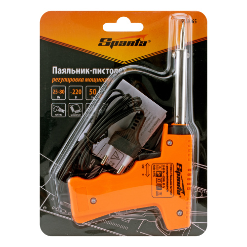Паяльник-пистолет с регулировкой мощности 25-80 Вт, 220 В Sparta по ценам производителя в Челябинске с доставкой по всей России