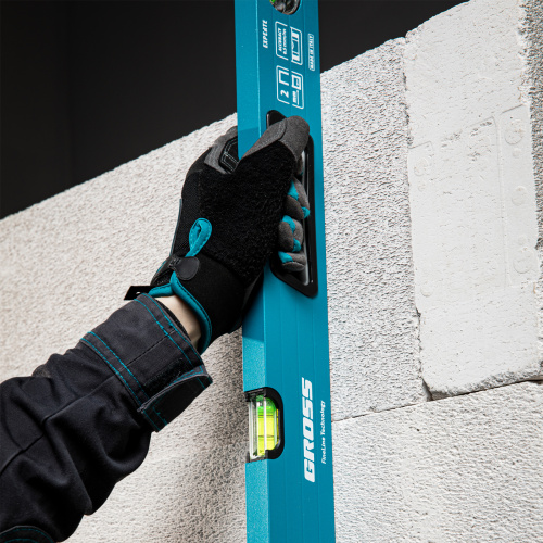 Уровень алюминиевый, 800 мм, усиленный с ударопрочными заглушками, рукоятки, 3 глазка Gross по ценам производителя в Челябинске с доставкой по всей России