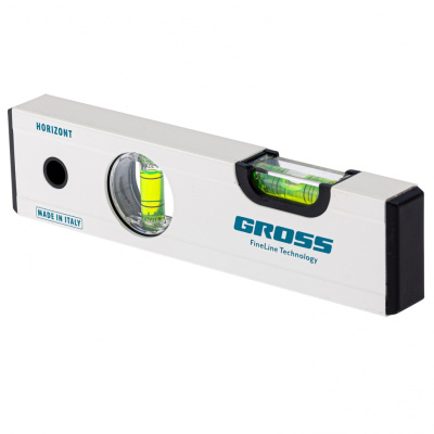 Уровень алюминиевый, 200 мм, фрезерованный, 2 глазка, магнитный Gross по ценам производителя в Челябинске с доставкой по всей России