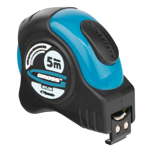 Рулетка "Schlagfest",5 м x 19 мм,магнитный обрезиненный зацеп,двусторонняя шкала,Нейлоновое покрытие,автоматическая фиксация Gross по ценам производителя в Челябинске с доставкой по всей России