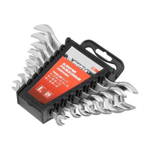 Набор ключей рожковых, 6-22 мм, 8 шт, CrV, хромированные Matrix по ценам производителя в Челябинске с доставкой по всей России